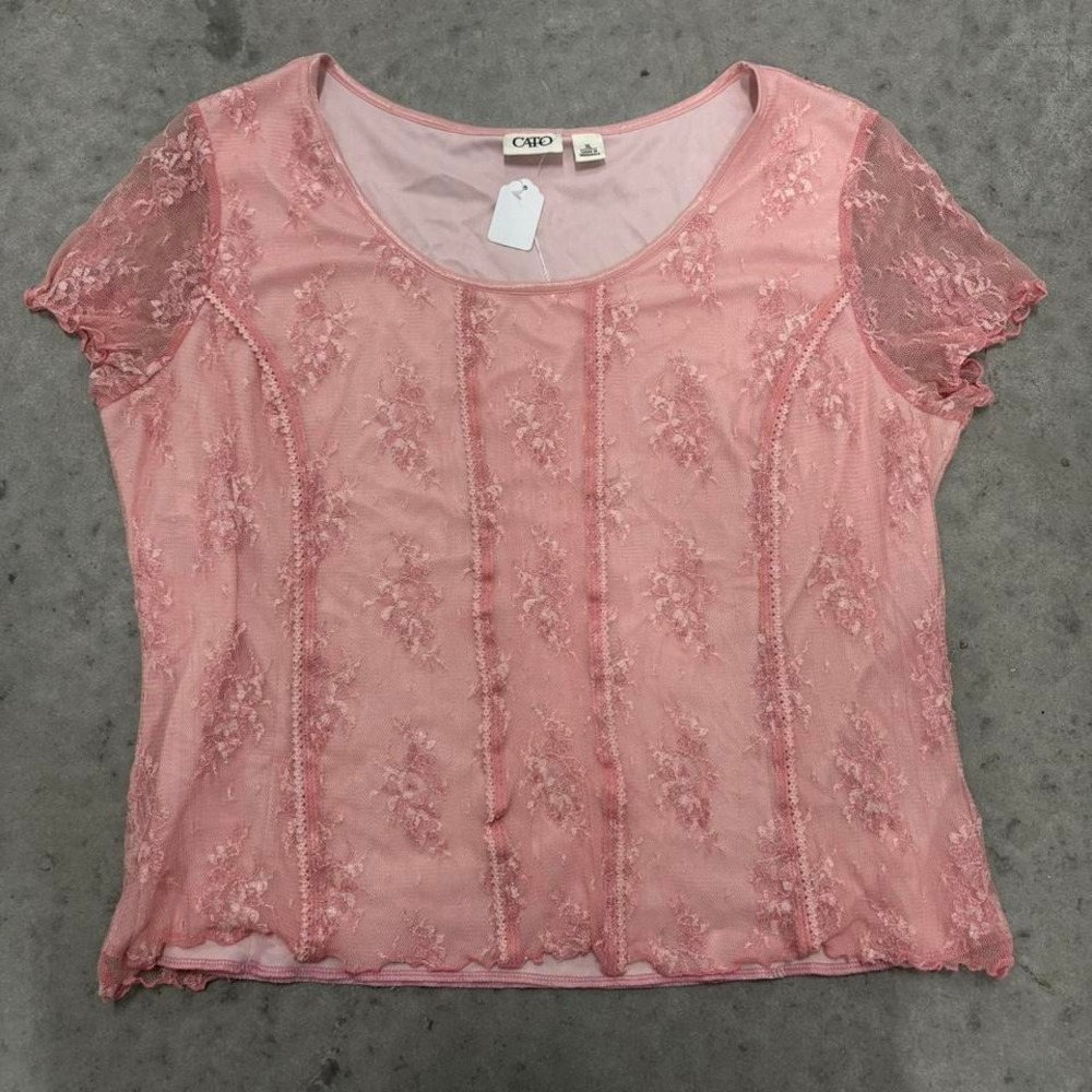 Y2K fairy princess shabby chic core pink lace top.